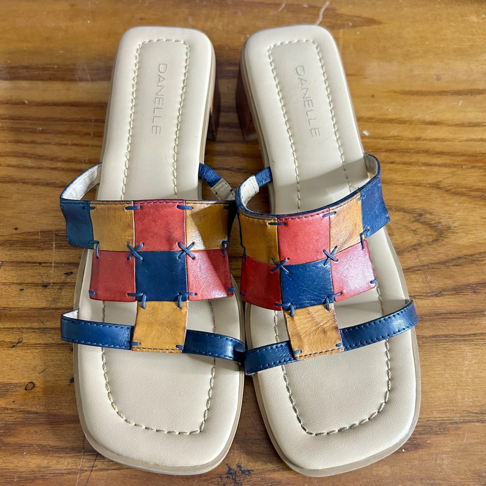 Danelle Boho Sandals Y2K Wmn 8.5 Leather hippie Woven Block Heel Patch
Shoes